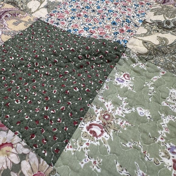 Cozy Line Home Fashions Floral Real Patchwork 2 King Sz Shams 100% Cotton 20X36 - Picture 4 of 10
